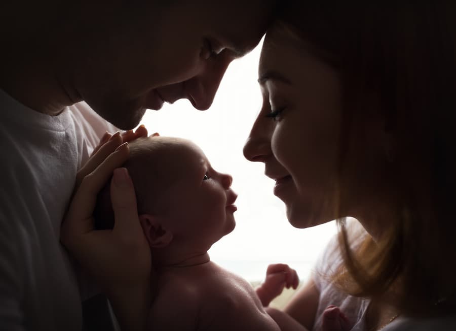 A newborn with parents
